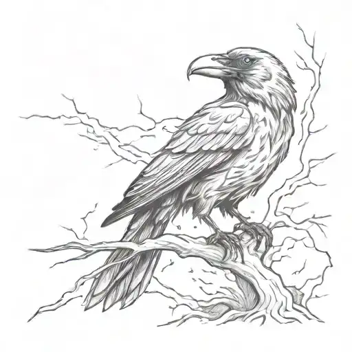 Raven Surrounded By Lightning