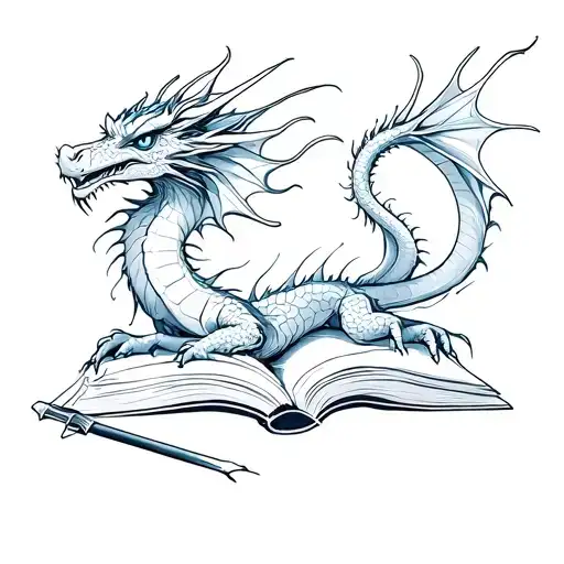 Simple Dragon And Book Open