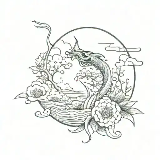 Evening Tattoo In Japanese Style In Color