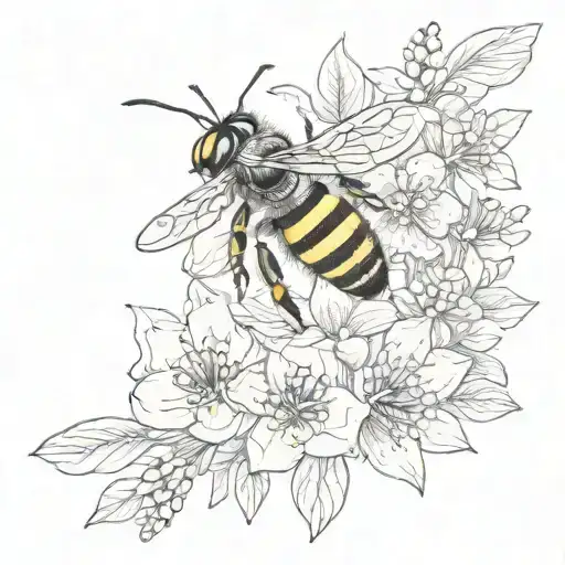 Seratonine Bee Flowers Intertwined