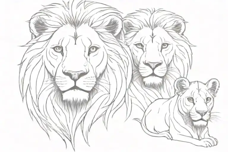 Lion With Mom And Dad
