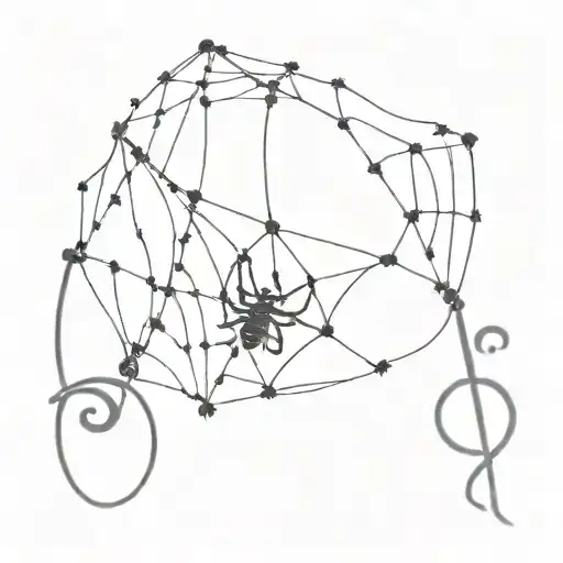 A Smoke-themed Music Note Intertwined With Spider Webs