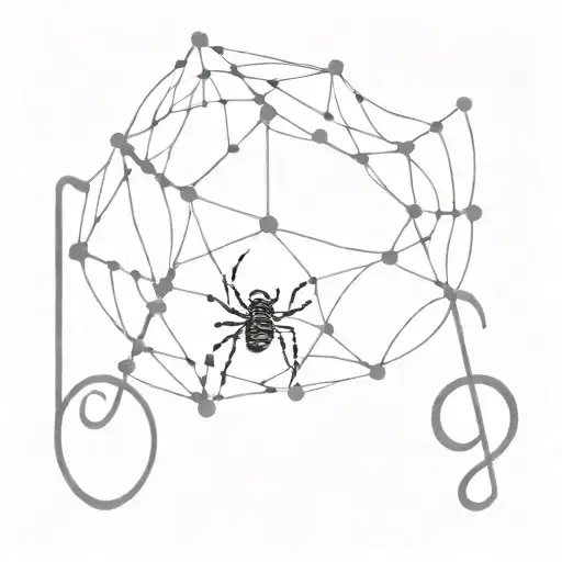 A Smoke-themed Music Note Intertwined With Spider Webs