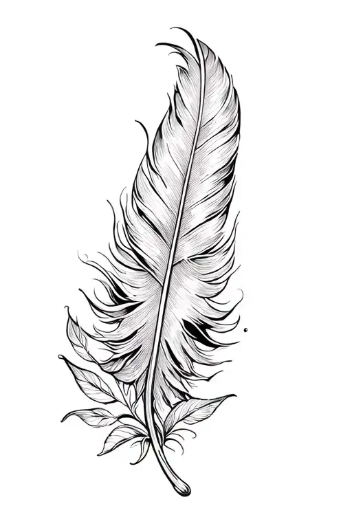 Feather And Leaf Intertwined