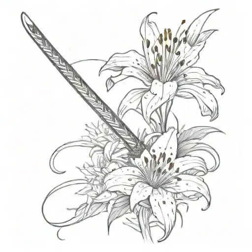 A Katana Sword With Spider Lily