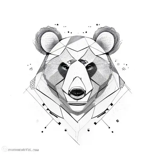 Lineart Bear Face With Scar
