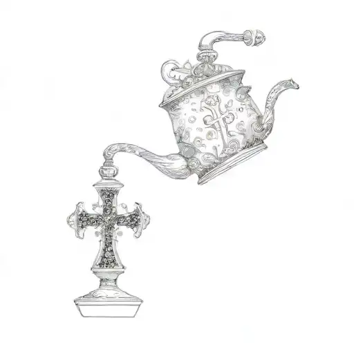 A Coffee Pot With A Cross On It