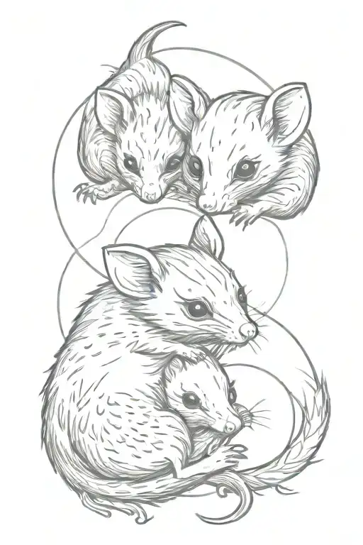 Baby Possums In A Ying Yang Position
