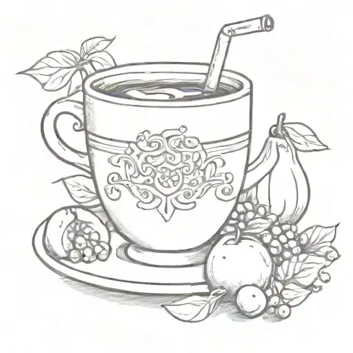 A Cup Of Coffee And Fruit Surrounding It