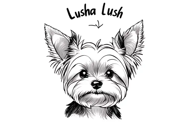 Micro Yorkie Little Detail Cute With The Word Lusha Above It's Head