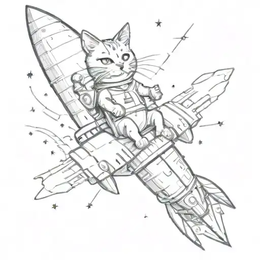 Alley Cat On A Rocket Launching