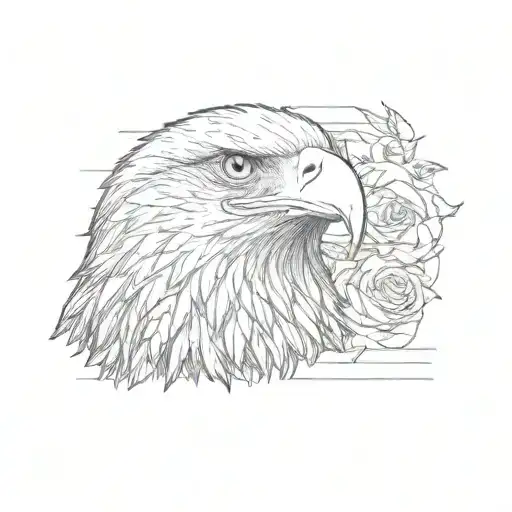 Eagle With A Rose An Uss Flag Intertwined