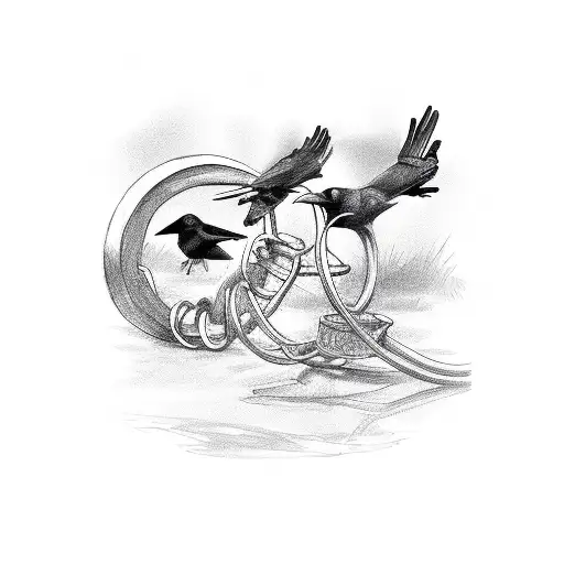 Two Crows Holding Ring