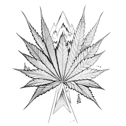 Galactic Sunset Melting Into A Cannabis Leaf