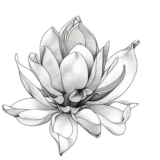Magnolia Flower Fine Line