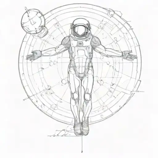 Left Half Vitruvian Man And The Right Side An Astronaut