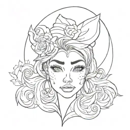 Outline Of A Face And Fill The Face In With A Disney Design