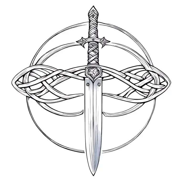 Celtic Sword With Knots Weaving