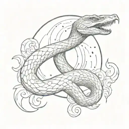 A Snake On A Crescent Moon