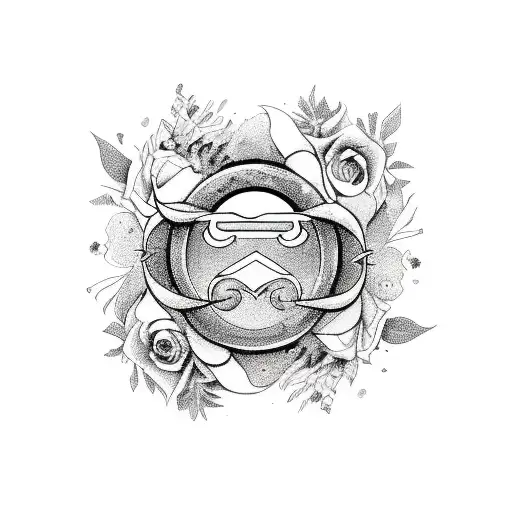 Capricorn Sign With Flowers