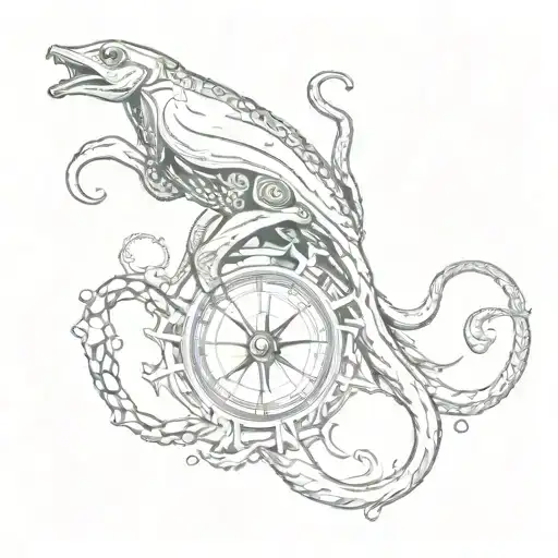 Squid Holding Compass