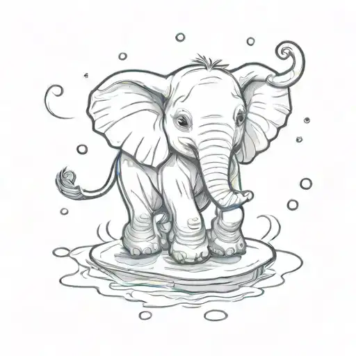 A Small Cute Elephant Skating On Ice Make It More Artistic And Little Bit Blurred