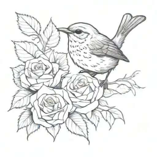Wren Bird And Rose