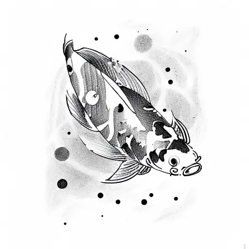 Koi Fish Swimming Im The Space Near The Stars