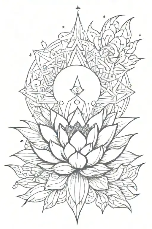 Empath Symbol Incorporating Elements Like Lotus Flower Intertwined Stars