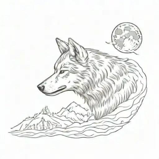 Create A Tattoo Of A Wolf Howling At A Full Moon With A Hidden Message In The Moon