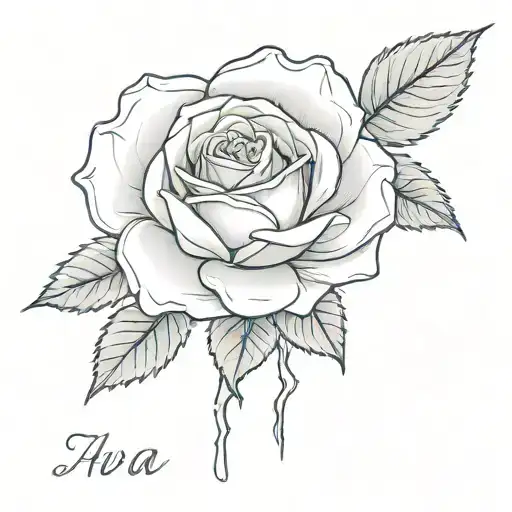 A Rose With Ava In Cursive Look Alive Font As The Stem