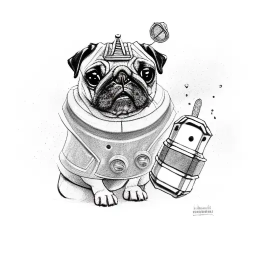 Pug Dog With Thor's Mjolnir