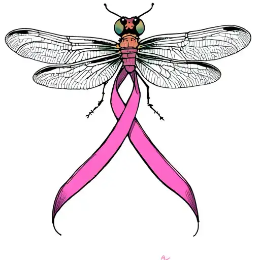 Dragonfly With Lung Cancer Awareness Ribbon