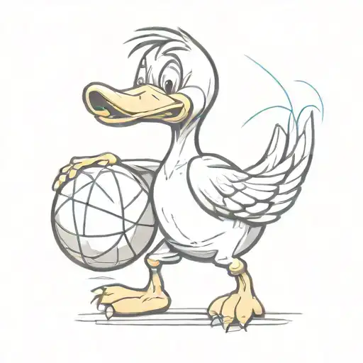 A Cartoon Duck Dribbling A Basketball