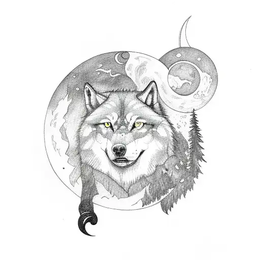 Nordic Wolves Sun And Moon