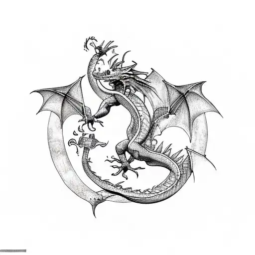 Dragon Biting His Own Tales With Runes Surrounding Him