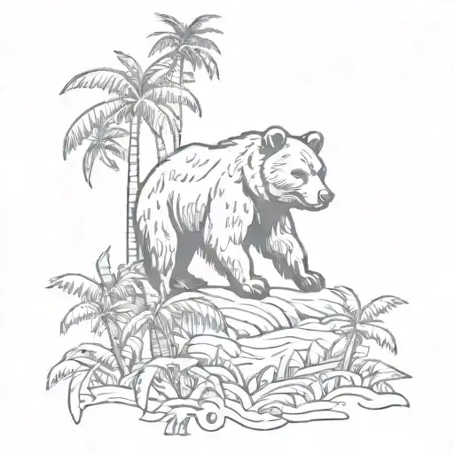 Bear Palm Tree Silhouette