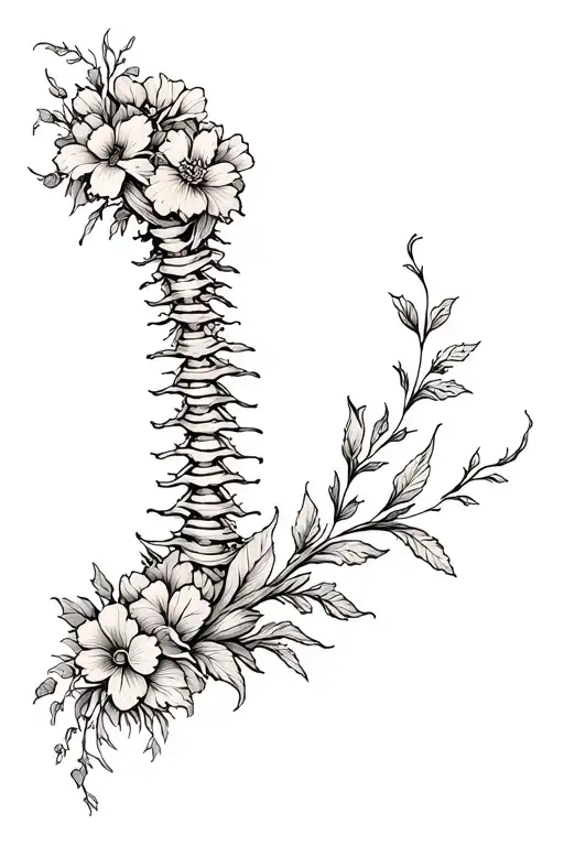 Floral Spine Tattoo Design
