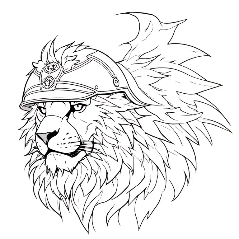 Lion With Warrior Wearing Helmet