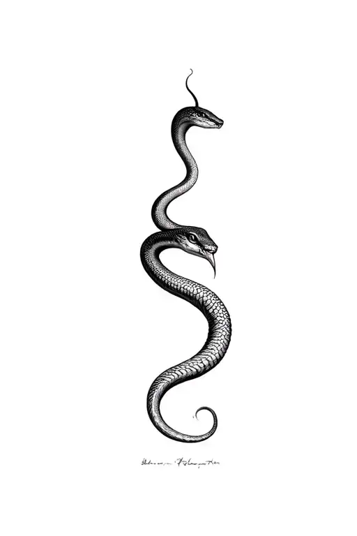 1 Snake With 1 Head On Top 1 Head On Bottom Connected With 1 Tail