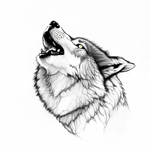 Wolf Howling On The Clif On A Full Moon