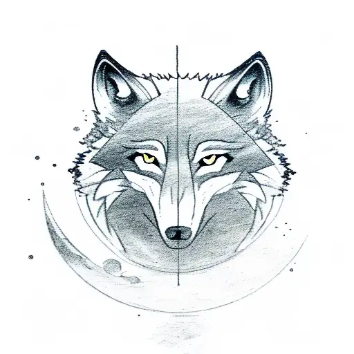 Wolf Howling On The Top Of The Mountain Seeing A Full Moon Night