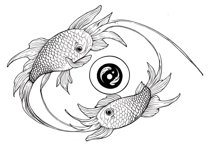 Yin Yang Koi Fish Circling An Eye