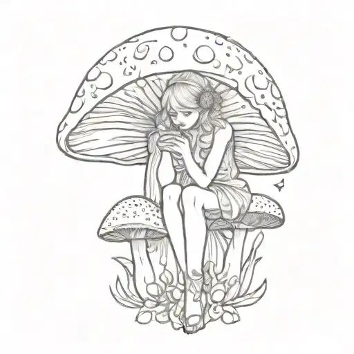 Crying Fairy Knees Up On Mushroom