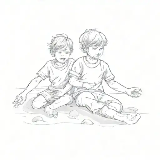 Two Children Playing In The Sand