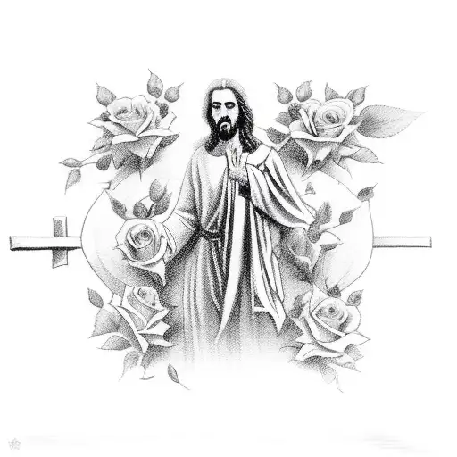 Jesus On Cross With Roses