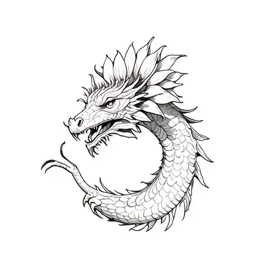 Dragon With Sunflower