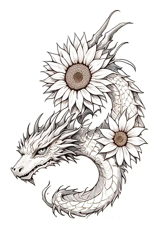 Dragon With Sunflower