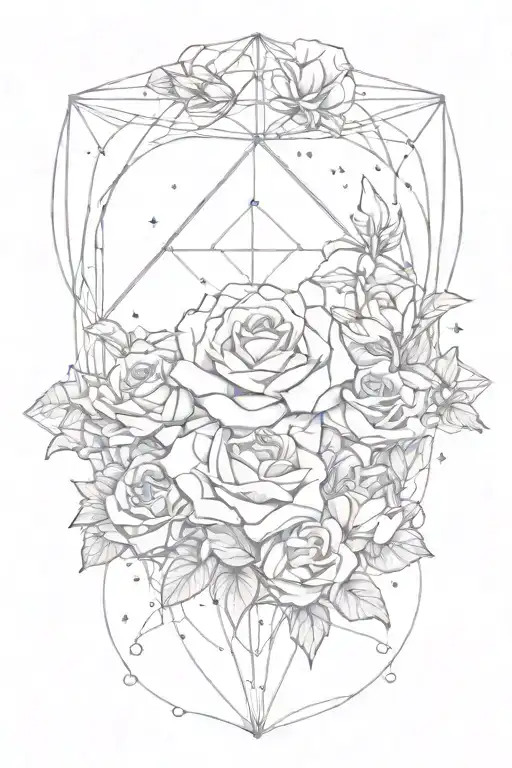 Tesseract With Roses And Stars Forming The Shape