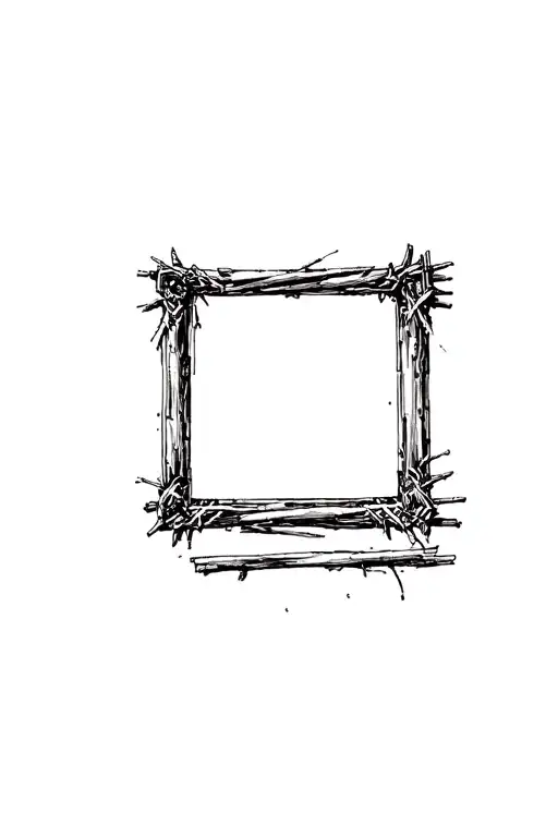 Picture Frame With Flat Bottom And Arched Top Made Out Of A Lot Of Different Sticks